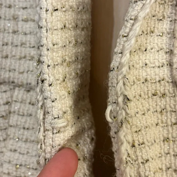 J. CREW Metallic Tweed Lady Jacket Blazer Cream Size 12 Tall - Picture 8 of 14